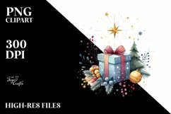 Colorful Christmas Gift Watercolor PNG Product Image 1