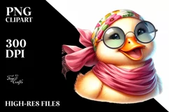 Funny Cute Duck Smiling Silk Scarf Sunglasses Watercolor Product Image 1