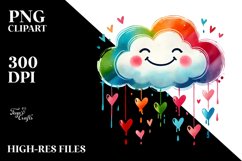 colorful Cloud with Hearts, PNG Product Image 2