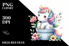 Garden-Themed Baby Unicorn PNG Product Image 3