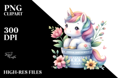 Garden-Themed Baby Unicorn PNG Product Image 2