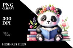 Colorful Panda Reading Book | Clipart Product Image 1