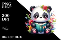 Colorful Panda Reading Book | Clipart Product Image 3