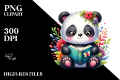 Colorful Panda Reading Book | Clipart Product Image 2