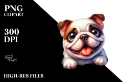 Funny Bulldog Watercolor Clipart Product Image 2