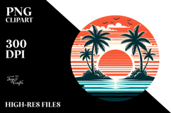 Retro Tropical Island Sunset, PNG Product Image 2