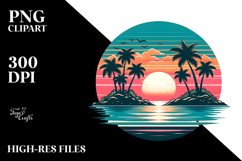 Retro Tropical Island Sunset, PNG Product Image 2