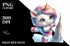Dancing Baby Unicorn in Sky-High Tower | Sublimation Clipart Product Image 3