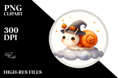 Cute Snail on Halloween Cloud, PNG Product Image 2