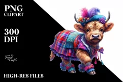 Colorful Baby Highland Cow PNG Product Image 1