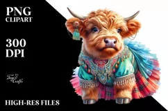 Colorful Baby Highland Cow PNG Product Image 1
