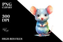 Cute Baby Mouse | Vibrant Watercolor Clipart Product Image 2
