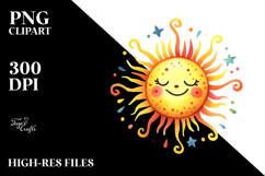 Smiling Sun Watercolor PNG Product Image 2