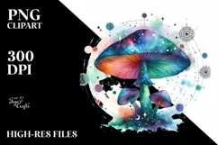 Colorful Magical Celestial Astral Mushroom PNG Product Image 3