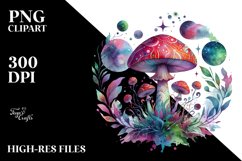 Magical Celestial Mushroom Watercolor Clipart Product Image 3
