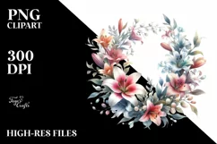 Colorful Lily Wreath Watercolor | Clipart Product Image 3