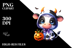 Cute Baby Cow in Style, Halloween PNG Product Image 2