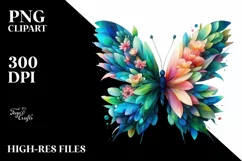 Vibrant Butterfly with Flowers, PNG Product Image 3