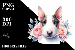 Watercolor Bull Terrier Sticker Clipart Product Image 3
