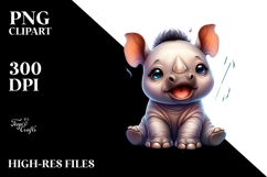aCute Energetic Singing Rhino with Big Eyes, PNG Product Image 2