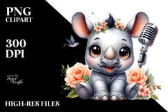 aCute Energetic Singing Rhino with Big Eyes, PNG Product Image 2