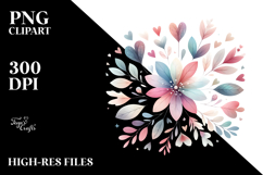 Boho Flower with Hearts, PNG Product Image 2