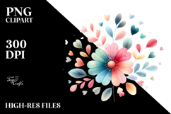 Boho Flower with Hearts, PNG Product Image 2