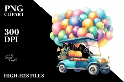 Vibrant Vintage Golf Cart, PNG Product Image 3