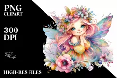 Colorful Fairy Watercolor Whimsical Clipart Product Image 1
