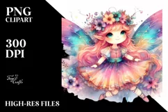 Colorful Fairy Watercolor Whimsical Clipart Product Image 1