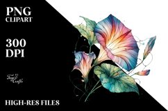 Colorful Morning Glory Stained Abstract Clipart Product Image 1