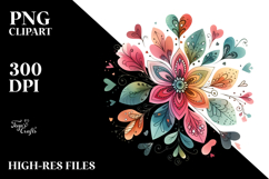 Simple Flower with Hearts, PNG Product Image 2