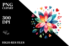 Simple Flower with Hearts, PNG Product Image 2