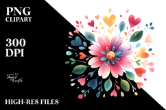 Simple Flower with Hearts, PNG Product Image 2