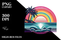 Retro Tropical Island Sunset PNG Product Image 2