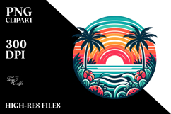 Retro Tropical Rainbow Sunset PNG Product Image 2