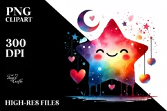 Colorful Star with Hearts, Transparent PNG Product Image 2