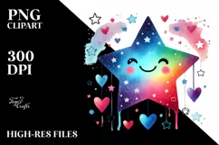 Colorful Star with Hearts, Transparent PNG Product Image 2