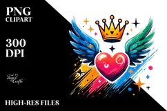 Heart with Wings and Crown PNG Product Image 2