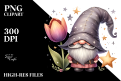Cute Gnome with Lily, PNG Product Image 2
