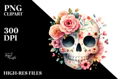 Cute Skull made of Spring Flowers PNG Product Image 2