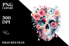 Cute Skull with Flower Details, Transparent PNG Product Image 2