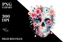 Cute Skull made of Spring Flowers PNG Product Image 2