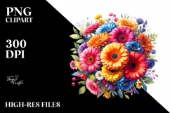 Vibrant Colorful Watercolor Bouquet | Clipart Product Image 1
