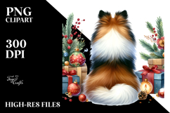 Watercolor Shetland Sheepdog with Christmas Decorations Product Image 2