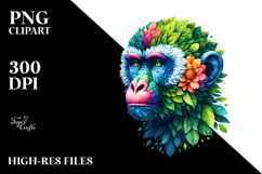 Vibrant Monkey made of Flowers PNG Product Image 2