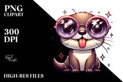 Whimsical Cartoon Otter with Sunglasses PNG Product Image 2