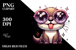 Whimsical Cartoon Otter with Sunglasses PNG Product Image 2