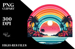 Retro Tropical Rainbow Sunset, 20 oz Tumbler Product Image 2