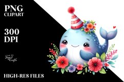 Colorful Baby Whale Cuddling Party Hat | Sublimation | Product Image 1